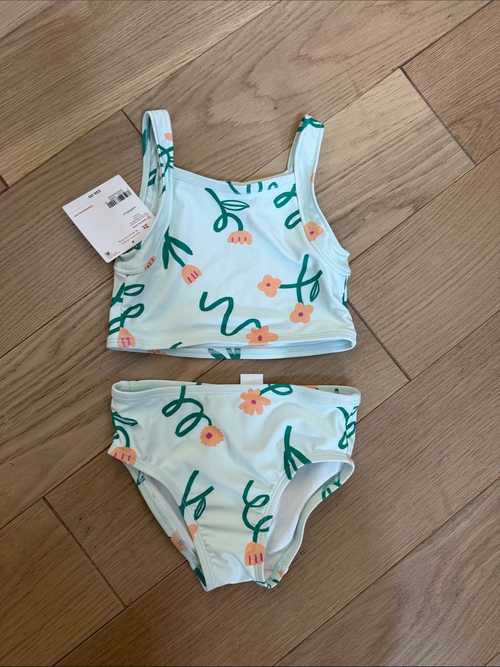 Carter's Mint Floral Tankini Bikini with Peach Flowers